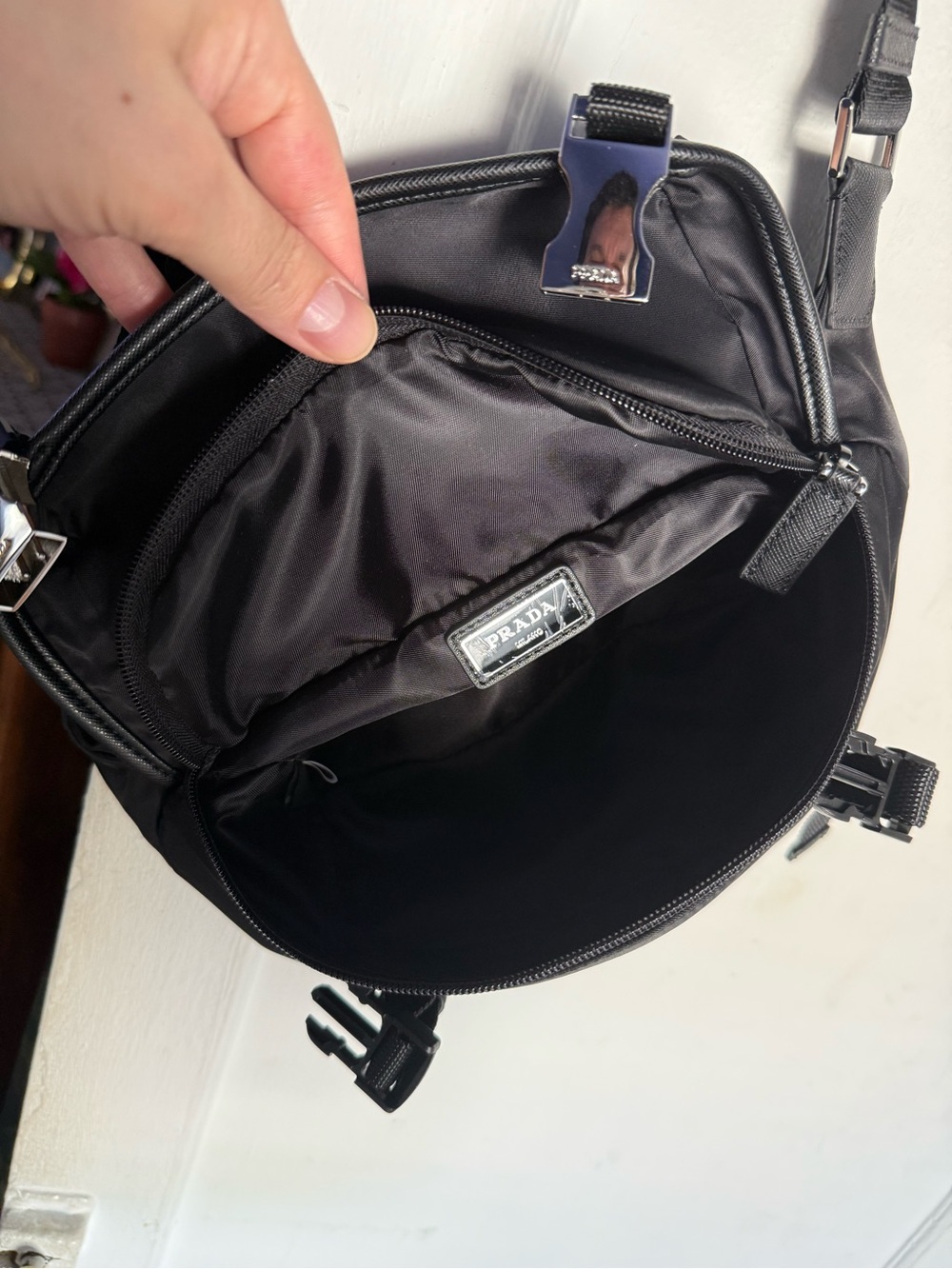 NEW Fashion Inspired Nylon Crossbody Bag with Silver Hardware - Picture 6 of 13